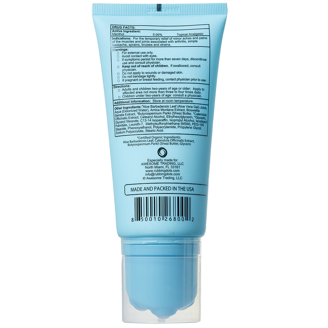 Back view of the tube, drug facts sheet